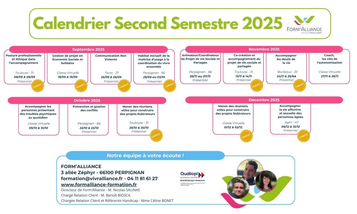 CALENDRIER SECOND SEMESTRE 2025