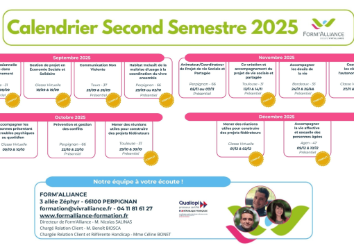 CALENDRIER SECOND SEMESTRE 2025